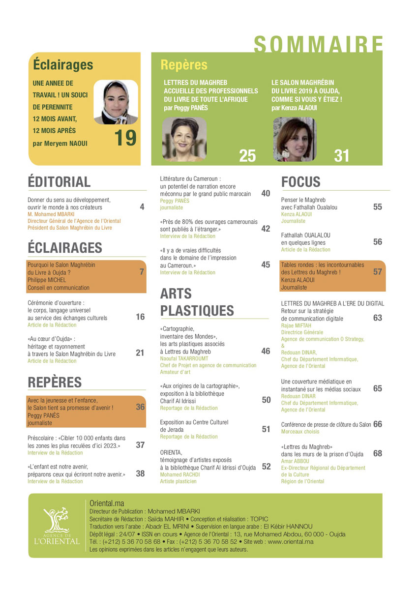 Sommaire de Revue N°22 : Lettres du Maghreb, le Salon Maghrébin du Livre d’Oujda VF