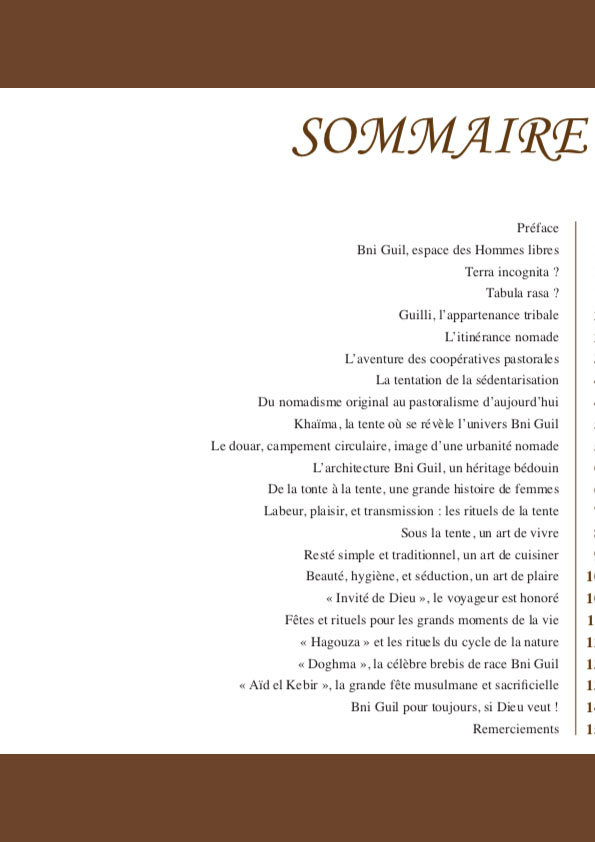 Sommaire de Bni Guil Espace des Hommes Libres