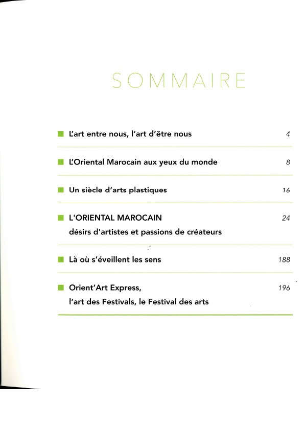 Sommaire de L’oriental marocain désir d’artistes et passions de créateurs
