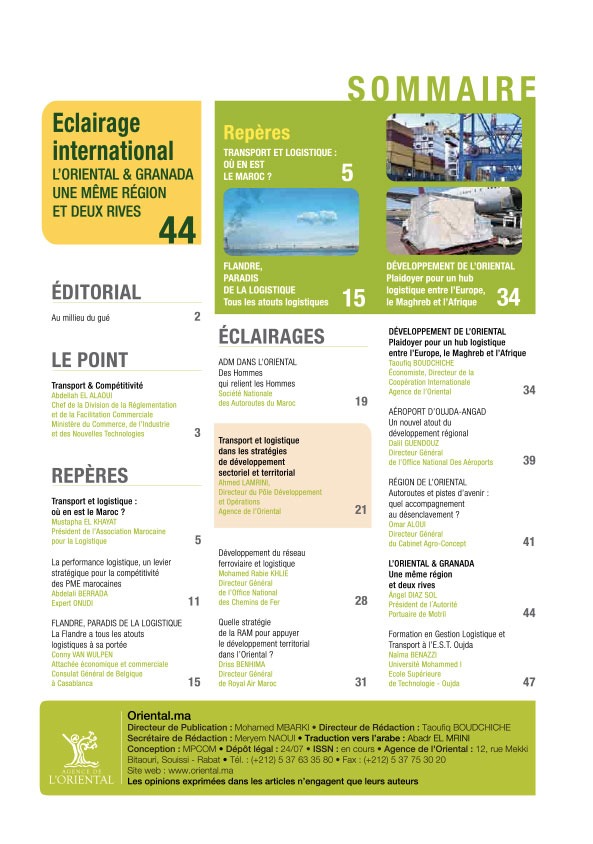 Sommaire de Oriental.ma n°11: Transports & Logistique: Enjeu national, challenge pour l’Oriental VF