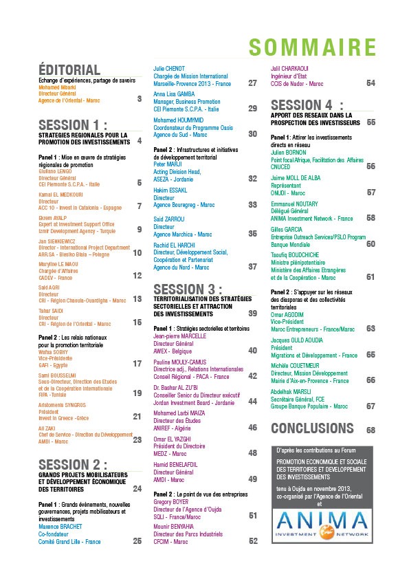 Sommaire de ORIENTAL.MA N°15 : INVESTISSEMENT  / LES REGIONS EN COMPETITION VF