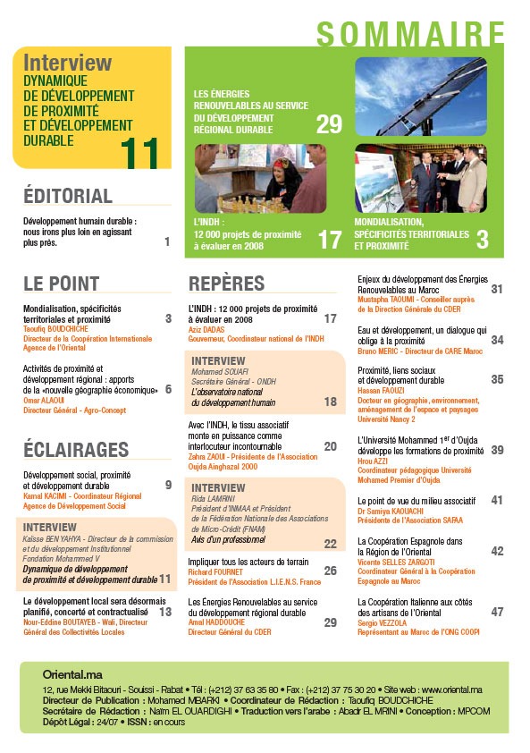 Sommaire de Oriental.ma n°3: Développement de proximité -VF