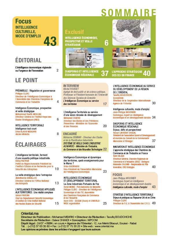 Sommaire de Oriental.ma n°4: Intelligence économique régionale -VF