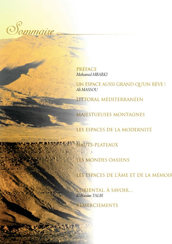 Sommaire de Les Grands Espaces de l’Oriental Marocain