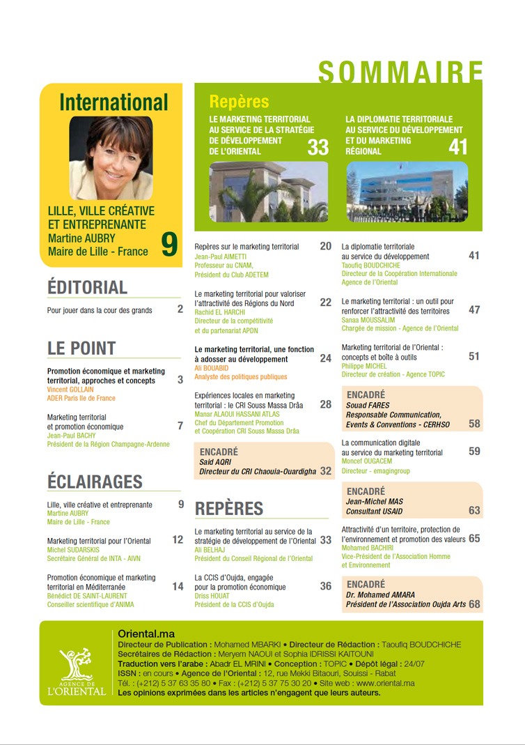 Sommaire de Oriental.ma n°12 : Promotion économique & Marketing territorial cas de l’Oriental VF