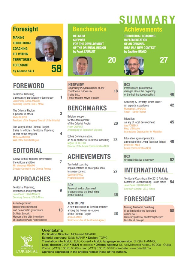Sommaire de Coaching Territorial Régional : les Acteurs du développement en synergie (Version Anglaise)